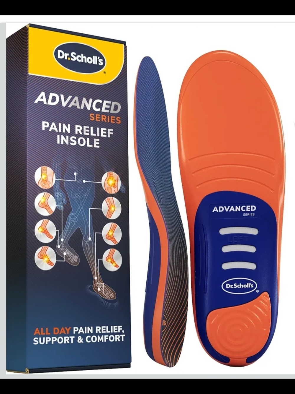 Dr. Scholl's Advanced Series Men's Pain Relief Insoles - Orange/Blue 10/11
